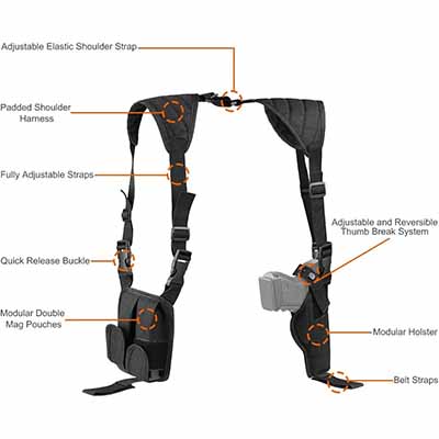 Tactical shoulder holster adjustment