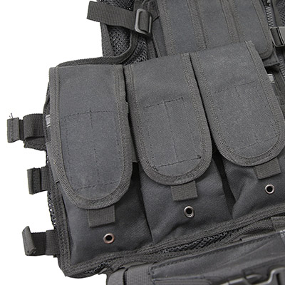 Mesh Cross Draw Tactical Vest Rifle Triple Magazine Pouches