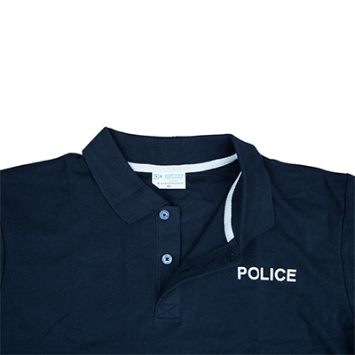 Blue Police Uniform Polo Shirts Puttoned Placket