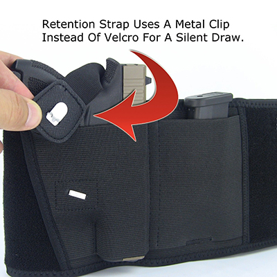 Belly Band Pistol Holster Metal Clip